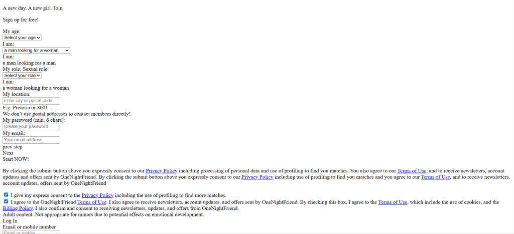 onenightfriend image showing adult dating chat platform with live video chat and private face to face cam to cam interactions online
