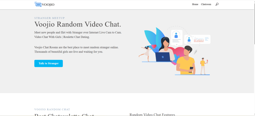Voojio random video chat platform for instant cam-to-cam conversations, meeting strangers online, and fast anonymous matching.
