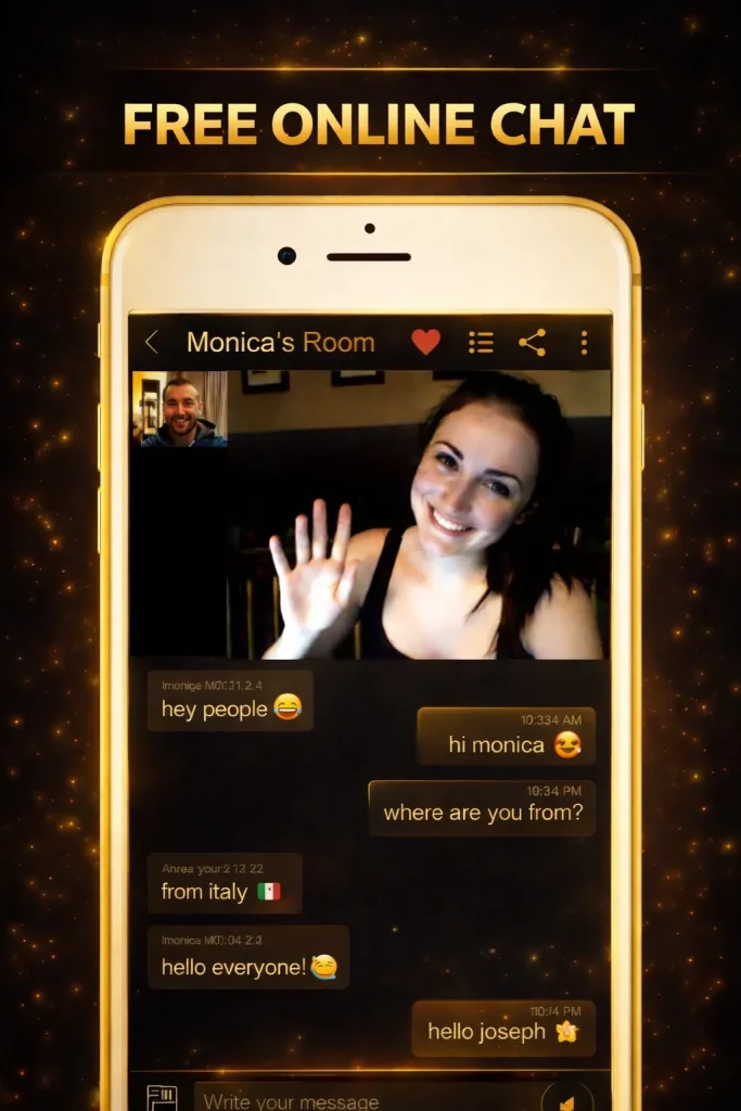 free online chat interface representing anonymous video chat and quick pairing system to chat to strangers online