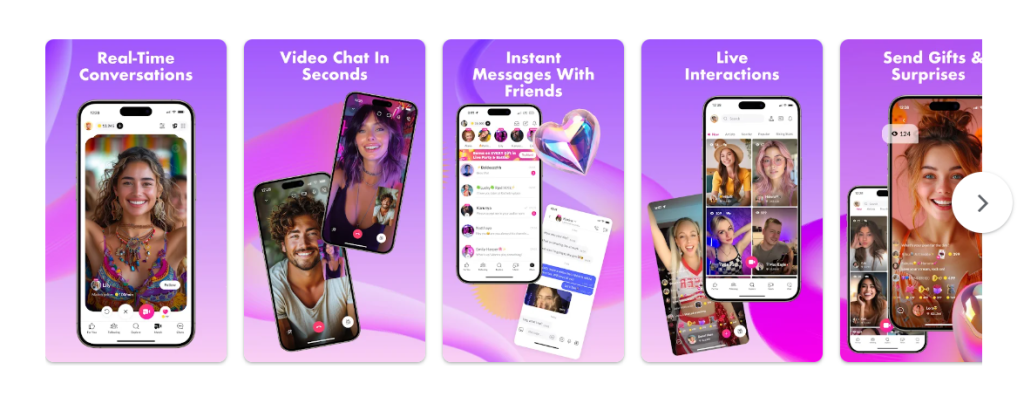 tango live interface visual representing online video chat and cam to cam streaming to connect with people worldwide