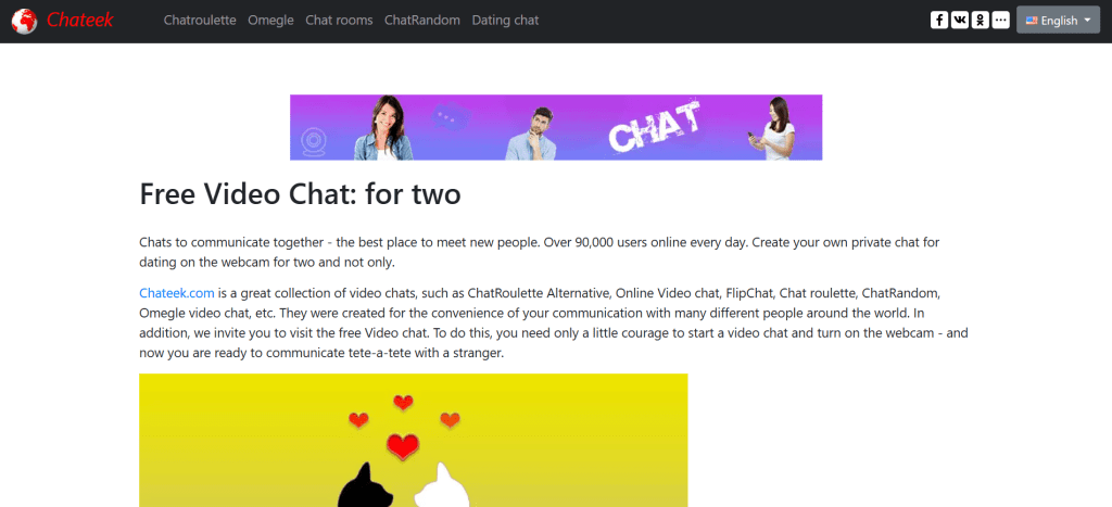 chateek image showing random video chat platform with anonymous pairing system and live face to face interactions with strangers online