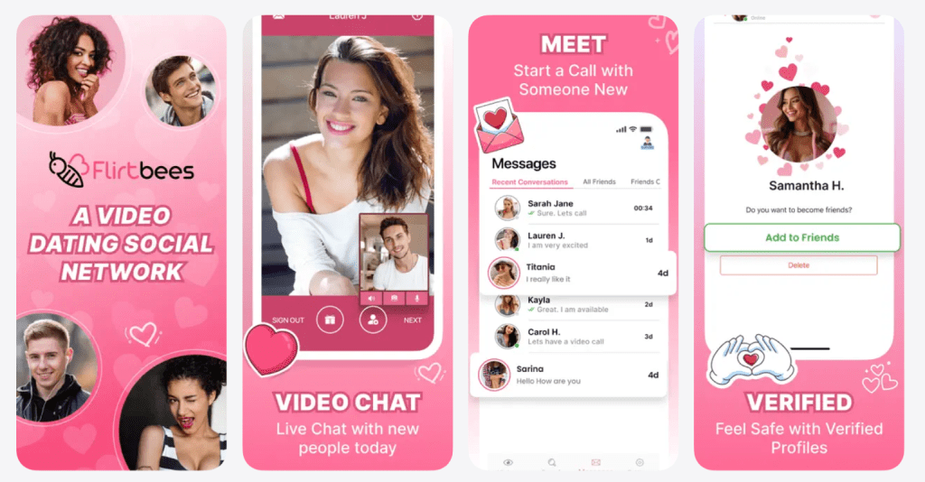 flirtbees interface visual representing anonymous video chat and cam to cam communication with strangers as an Omegle alternative