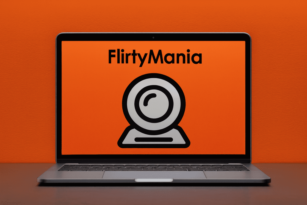FlirtyMania web and mobile interface showing live video chat rooms, random pairing options, and global online cam community features.