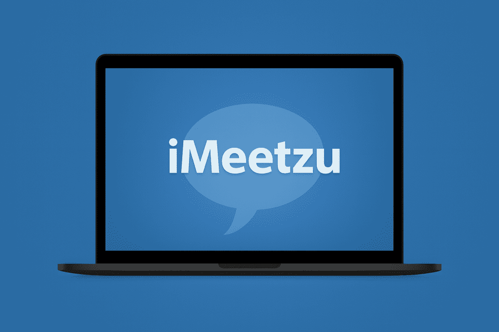 iMeetzu web and mobile interface showing live video chat features, random matching system, and online stranger chat community.