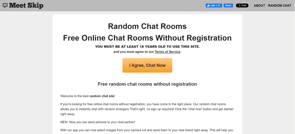 Meet Skip random video chat platform for fast cam-to-cam conversations, meeting strangers online, and instant anonymous matching.