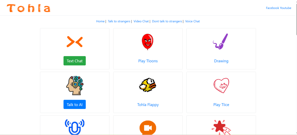 Tohla random video chat platform for instant cam-to-cam conversations, meeting strangers online, and fast global matching.