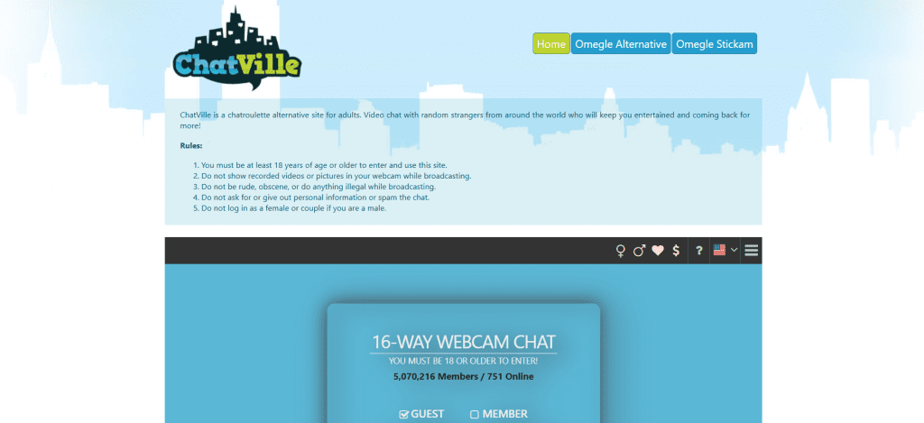 ChatVille random video chat platform with cam to cam chat, anonymous 1v1 video chat, talk to strangers online, random pairing system, and live webcam interactions with girls and strangers worldwide