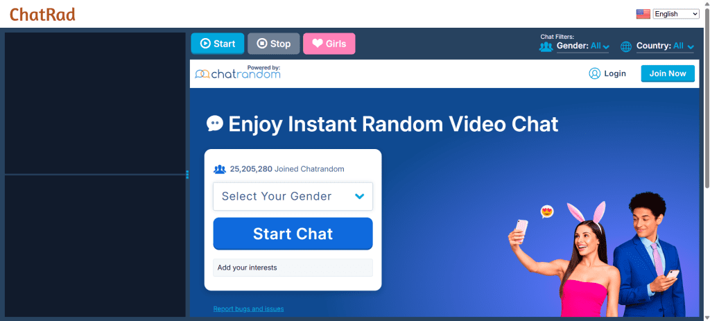 Chatrad random video chat platform with cam to cam chat, anonymous 1v1 video chat, talk to strangers online, random pairing system, and global online video chat community