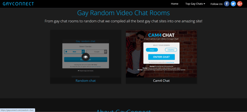 GayConnect random video chat platform for gay men with cam to cam chat, anonymous 1v1 video chat, talk to strangers online, random pairing system, and live face-to-face interactions in a global LGBTQ+ video chat community