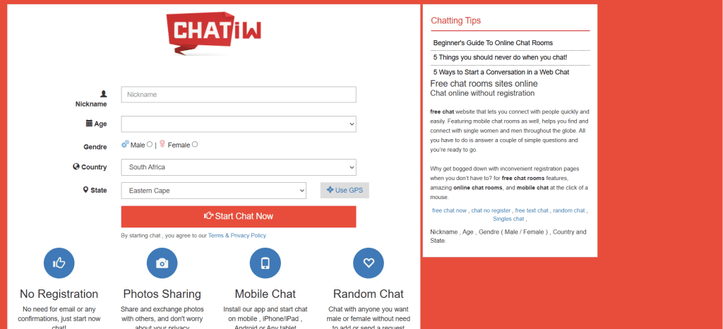Chatiw online video chat platform with anonymous chat rooms, talk to strangers online, random pairing system, mobile-friendly chat features, and global social chat community