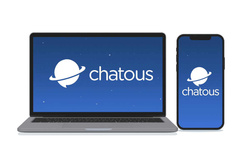 Chatous interface showing anonymous chat options, random matching system, mobile-friendly video chat features, and global stranger chat community