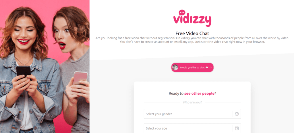 Vidizzy random video chat platform connecting strangers for live cam-to-cam conversations and fun face-to-face interactions online.