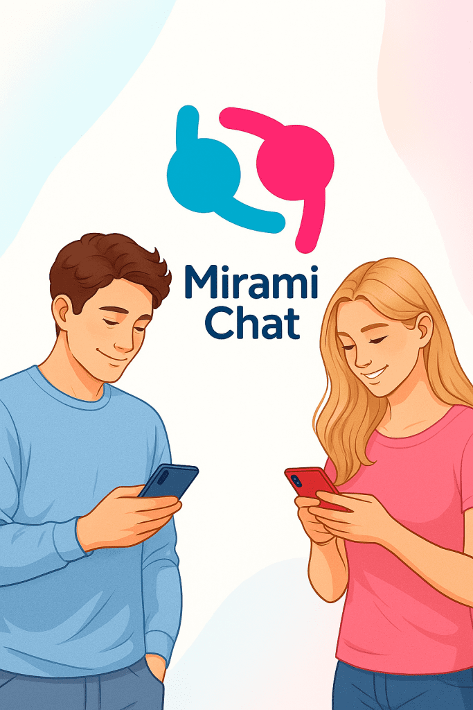 Mirami Chat web and mobile interface showing live cam chat features, random pairing system, and global online chat community.