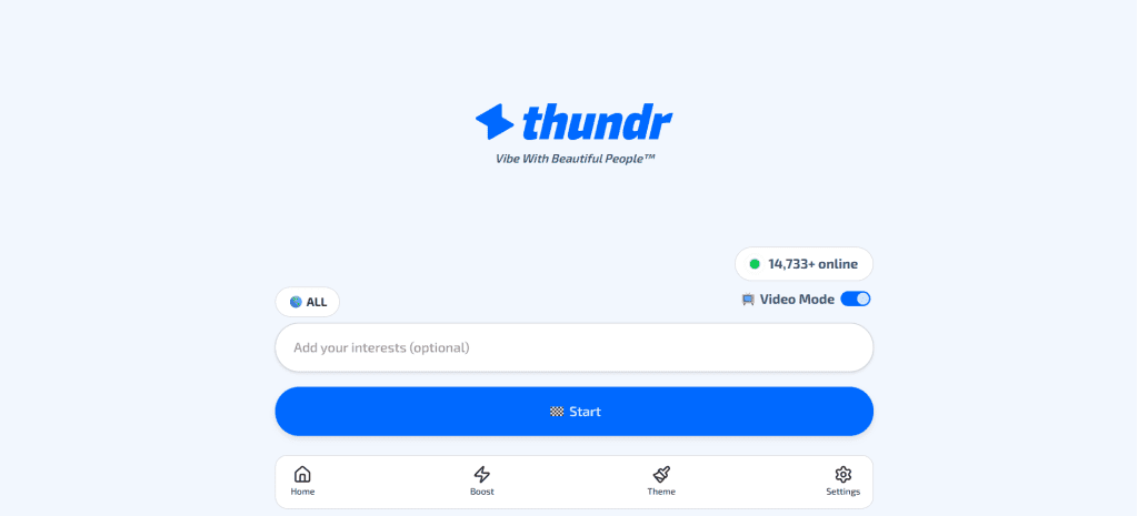 Thundr random video chat platform for live cam-to-cam conversations, meeting strangers online, and connecting instantly worldwide.