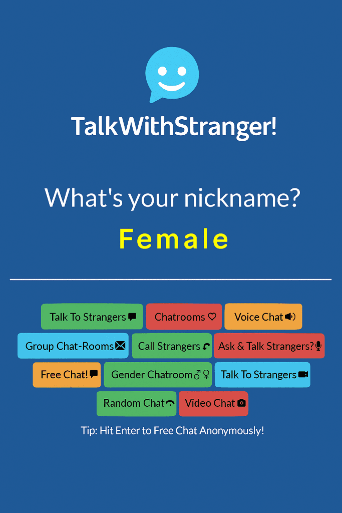 Talk with Stranger web and mobile interface showing live video chat features, random pairing system, and global online chat community.