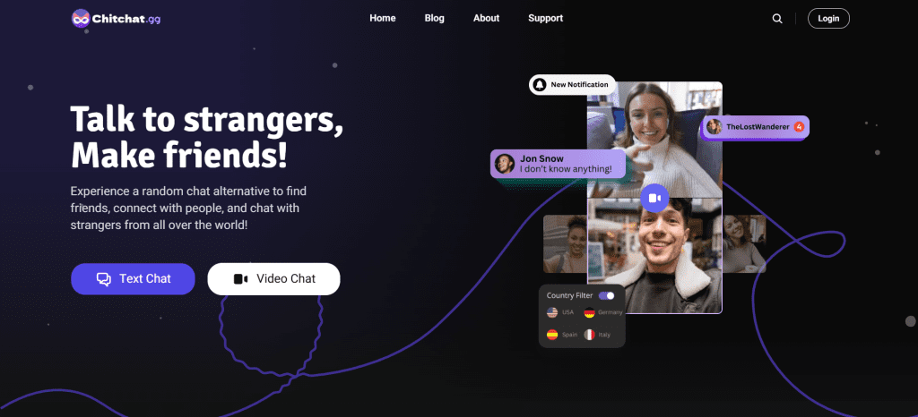 ChitChat random video chat platform for live cam-to-cam conversations, meeting strangers online, and enjoying face-to-face interactions worldwide.