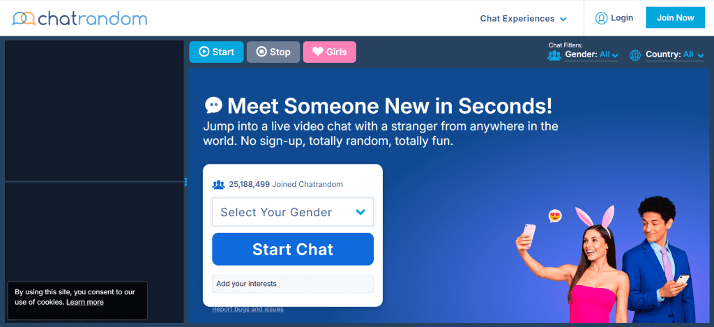 Chatrandom random video chat platform for instant cam-to-cam conversations, meeting strangers online, and connecting with people worldwide.