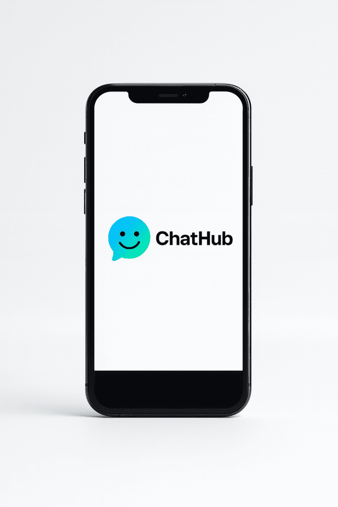 ChatHub web and mobile interface showing gender filter options, random pairing system, and live video chat features for connecting with strangers worldwide.