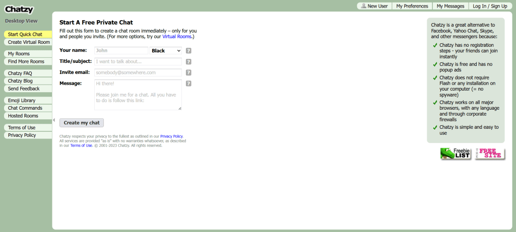Chatzy private chat room platform for creating custom group chats, meeting strangers online, and hosting real-time conversations.