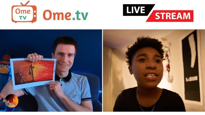 OmeTV web and mobile interface showing instant matching system, live cam chat features, and worldwide online video chat community.