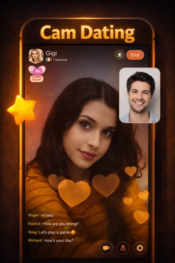 cam dating concept image illustrating adult cam to cam communication and Omegle alternative for real time connections