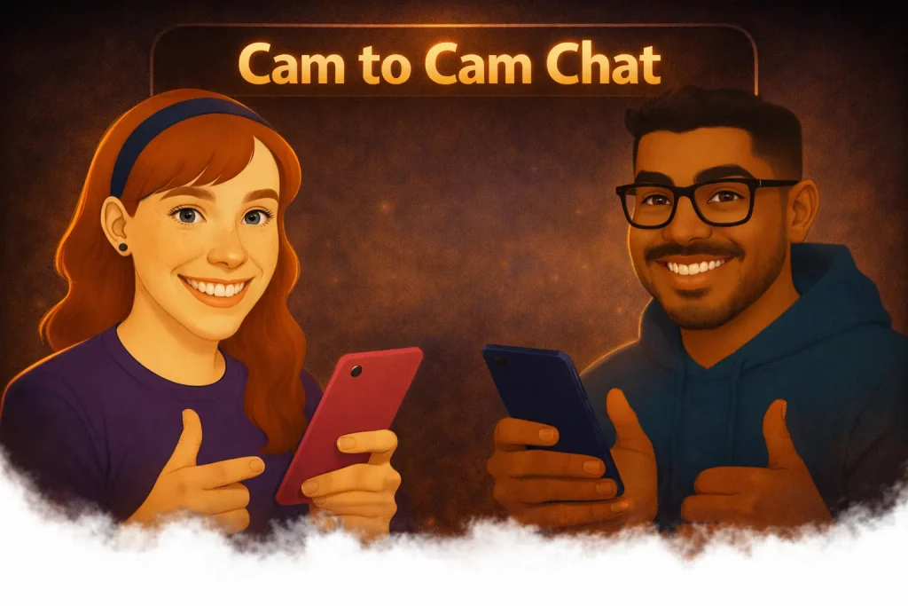 cam to cam chat interface visual representing anonymous video chat and real time cam communication as an Omegle alternative