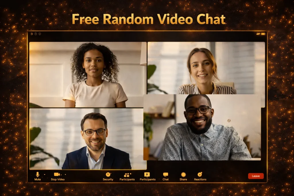 free random video chat interface representing anonymous video chat and instant matching to chat to strangers online