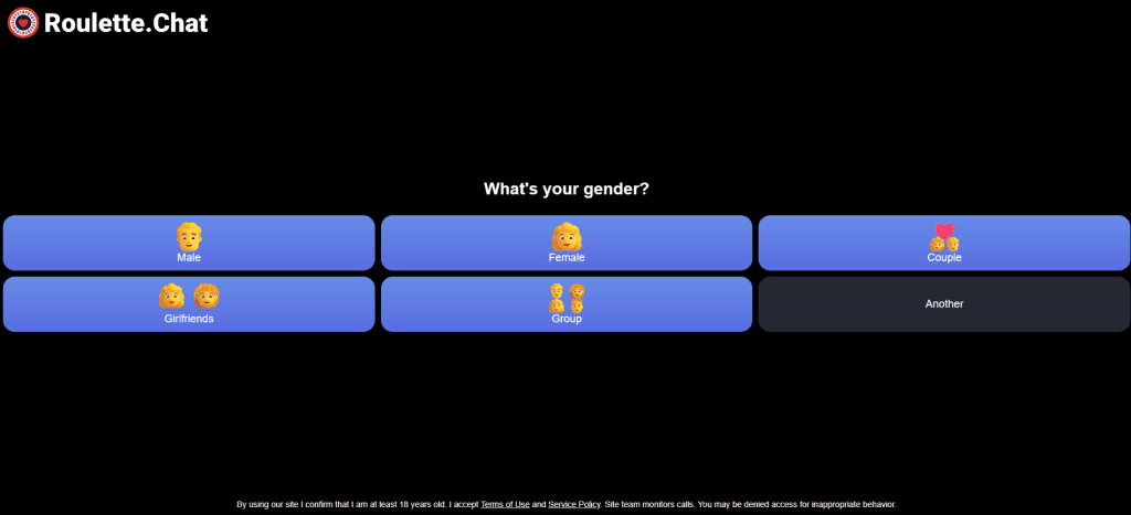 roulette.chat image showing random video chat platform with live face to face cam to cam interactions and instant pairing with strangers online
