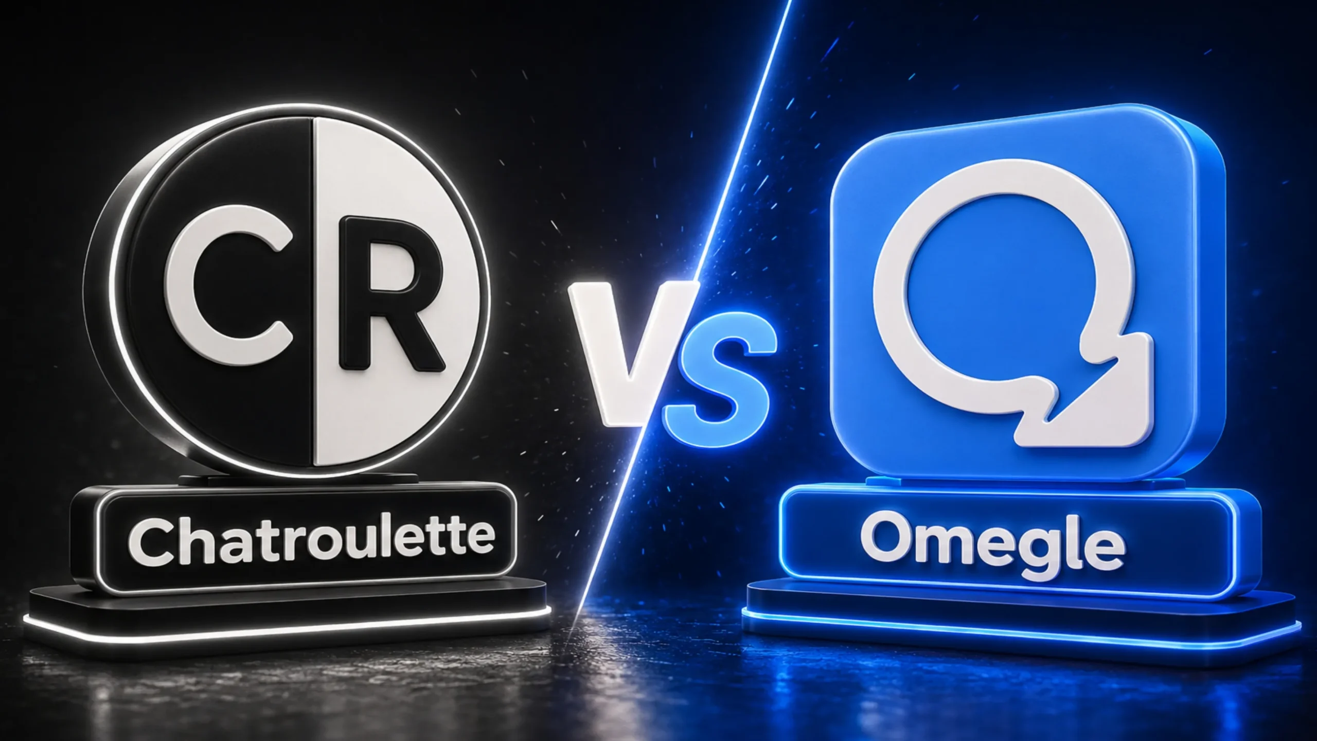 Chatroulette vs Omegle logo comparison for random video chat platforms